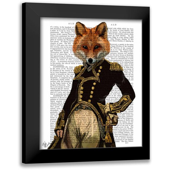 Fab Funky 12x14 Black Modern Framed Museum Art Print Titled - Admiral Fox Full
