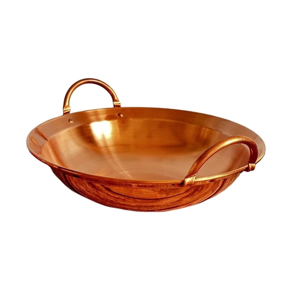 predolo Marmite Hotpot en Cuivre de Style Chinois, Facile à Nettoyer, Poignée Thermique, Casserole à Soupe pour la Maison 24 cm