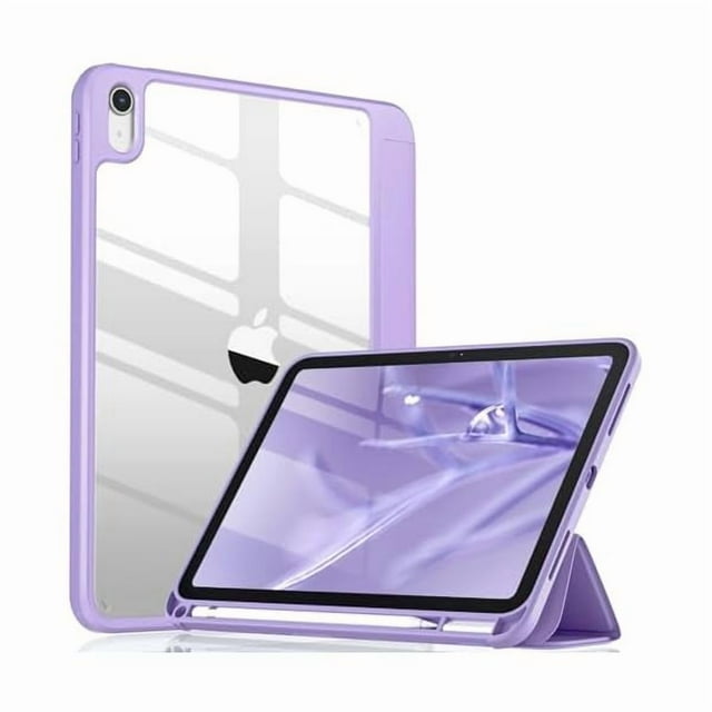 Chenchen Compatible with iPad (A16) 11th Generation Case 11 Inch 2025, for iPad 10th Generation Case 10.9 Inch 2022 with Pencil Holder, Trifold Stand Protective Clear Back, Auto Wake/Sleep, Lavender