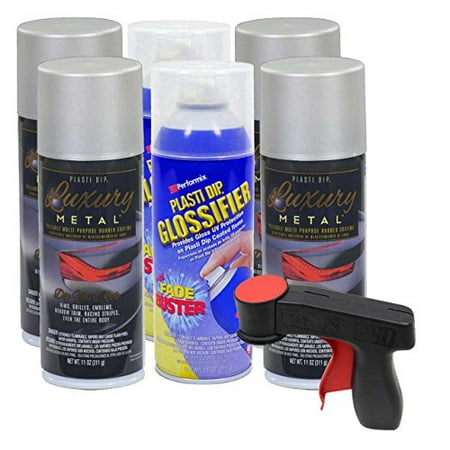 Plasti Dip Rim Kit: 4 Aerosol Cans Luxury Satin White Aluminum, 2 Aerosol Cans Glossifier, 1