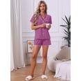 thumbnail image 3 of DARING DIVA Women's Pajama Sets Short Sleeves Comfy Button Up Tops and Shorts M Purple, 3 of 7
