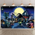 thumbnail image 2 of Gojian Halloween Nightmare Themed Party Photography Backdrop Pumpkin Moon Town Background Birthday Baby Shower Christmas Party Decorations Photo Tapestry Props, 2 of 6