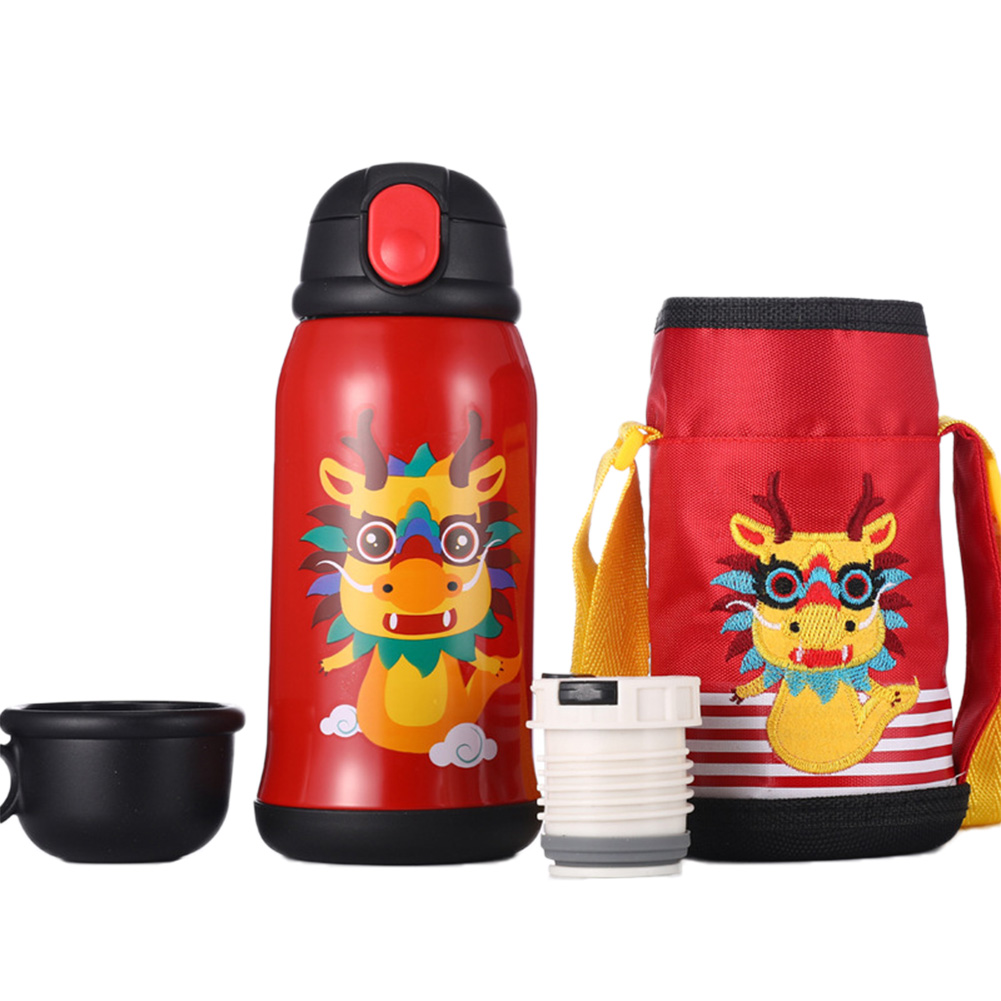 Children's Thickened Portable Thermos Cup Water Bottle Straw Kids