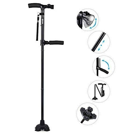Adjustable Folding Canes and Walking Sticks for Men and Women with Led Light and Cushion Handle for Arthritis Seniors Disabled and Elderly Best Mobility Aids (Best Cane For Parkinson's)