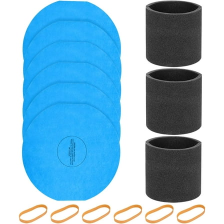 3 Pack 90585 Foam Sleeve Filter Replacements for Shop Vac including 6 Dry Filters and 6 Mounting Band - Compatible with Shop Vac, Ridgid, Craftsman and Other Similar Wet Dry Vacs