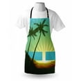thumbnail image 3 of Island Apron Sunrise in a Tropical Place and Palm Trees Silhouettes Illustration Art, Unisex Kitchen Bib Apron with Adjustable Neck for Cooking Baking Gardening, Seafoam Lime Green, by Ambesonne, 3 of 3