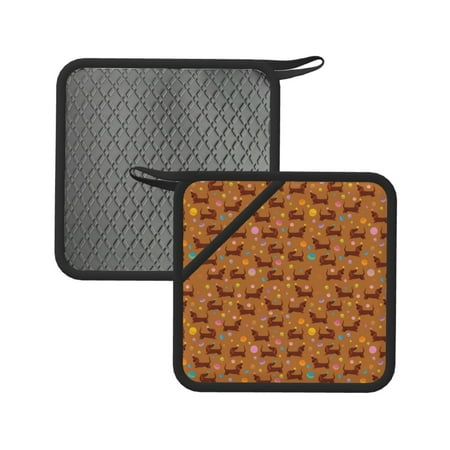 

2PCS Pot Holders for Kitchen - Heat Resistant Silicone Pot Holders with Hanging Loop Dachshund Dog Puppy No.1036 Non Slip Oven Hot Pads Potholders for Decor Baking Cooking Kitchen