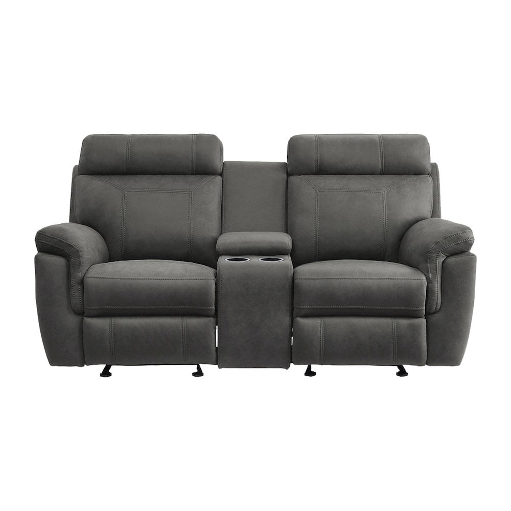 Lexicon Clifton 76" Microfiber Double Glider Reclining Love Seat in Gray