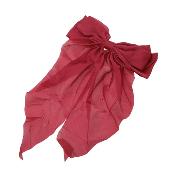 Unique Bargains 1 Pc Bow Ribbon French Barrette Hair Clips Hairdo Clip Wine Red