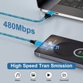 thumbnail image 3 of Type C Charger Block, Dual Port Wall Charger Adapter with 2pcs Type C Charging Cable 6FT, USB C Charger Fast Charging USB Brick Cube Power Base Charger Station Compatible for iPhone Samsung, Blue, 3 of 8