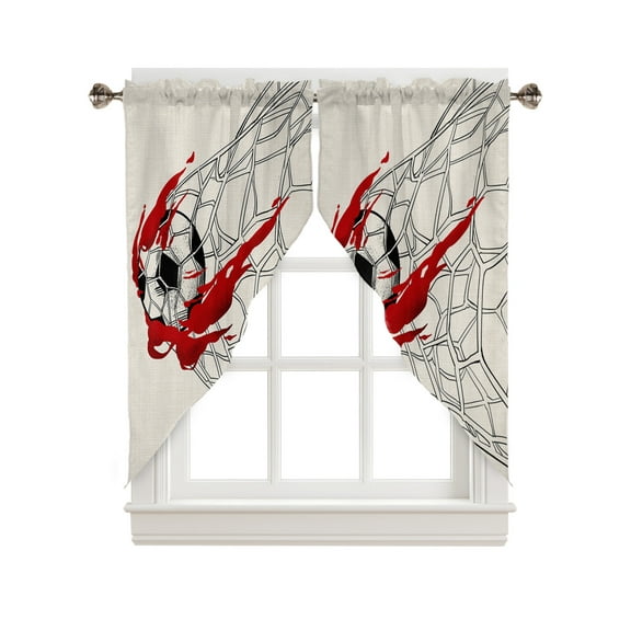 Swag Curtains, Sports Rod Pocket Kitchen Curtains Valances Tier Curtains Swag Valance Curtains for Bedroom Living Room 28" x 36", 2 Panels