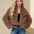thumbnail image 5 of Womens Winter Faux Fur Coats Fleece Cropped Jacket Lapel Open Front Long Sleeve Shaggy Warm Outerwear Fall Clothes, 5 of 7