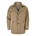 thumbnail image 3 of QHFBli Water-Resistant Mens Trench Coat Men's Classic Long Trench Coat with Lapel Collar Casual Outdoor Brown XXXXXL, 3 of 7