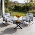 thumbnail image 5 of Outdoor Patio Cushion Covers 4 Pack Abstract Marble Patio Chair Cushion Covers with Ties and Zipper Ombre Blue Lines Waterproof Outdoor Seat Cushion Covers for Patio Furniture 20"x18", 5 of 7