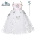 thumbnail image 2 of Vestido de Elsa para niñas, vestido de princesa con tutú de tul, disfraz de reina de la nieve con copos de nieve para niños, fiesta de Halloween, carnaval, Purim, vestidos de cosplay, 2 of 5