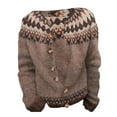 thumbnail image 4 of Hogleaql Womens Fair Isle Sweater Knitted Button Down Long Sleeve Sweater Round Neck Trendy Cardigans Lightweight Warm 2025 Winter Holiday Party Outwear Coat Brown M, 4 of 4