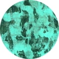 thumbnail image 1 of Ahgly Company Indoor Round Abstract Turquoise Blue Modern Area Rugs, 3' Round, 1 of 4