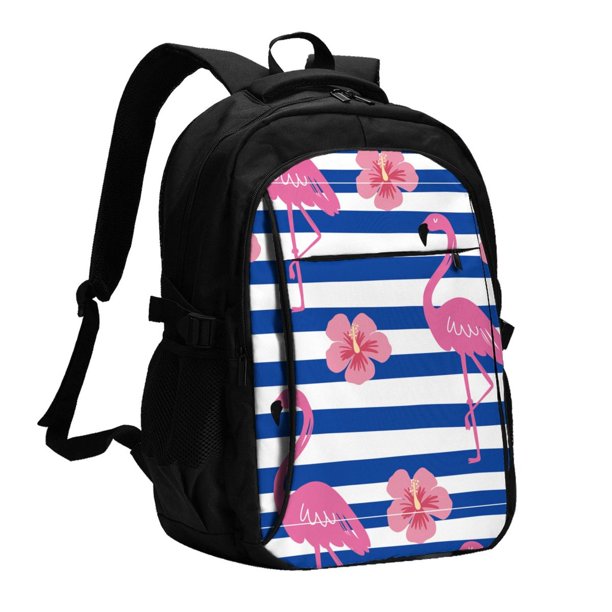 Fotbe Flamingo Mochila con Estampado y Puerto USB para Hombre y Mujer, Mochila Antirrobo, Mochila de Viaje, Mochila Escolar, Mochila Universitaria