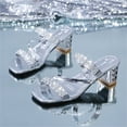 thumbnail image 5 of Anuirheih Open Toe Heels Sandals, Heels Chunky Low Heels for Women Leather Mule Sandals Slip On Women Heels for Party(Silver), 5 of 6
