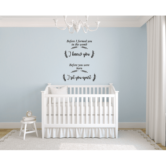 Jeremiah 1:5 In The Womb Bible Verse Religious Religion Christ Saying Motivational Quote Wall Decal Wall Art Designs Stickers for Home Room House Decor Vinyl Wall Sticker Decoration (20x18 inch)