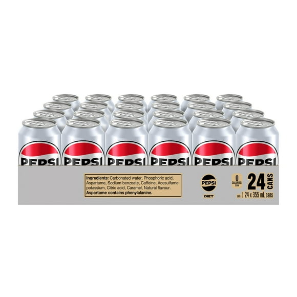 Boisson gazeuse Pepsi DièteMC, 355 mL, 24 canettes 24x355mL