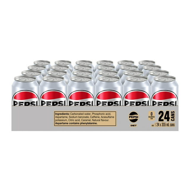 Pepsi Diète Cola 24 x 355 mL Plateau, Canettes