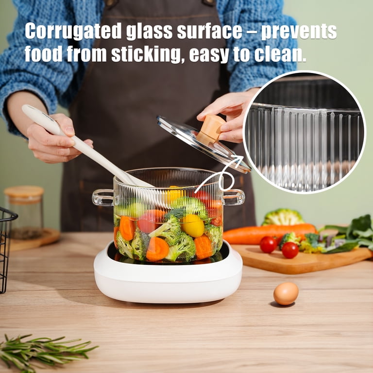 NiHome 1.8L Borosilicate Glass Cooking Pot with Wooden Lid photo 5
