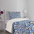 thumbnail image 3 of Ambesonne Evil Eye Quilted Bedspread Set 2 Pcs, Turkish Traditional, Twin Size, Orange Yellow and Blue, 3 of 5