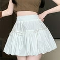 thumbnail image 6 of Byworldtasic Womens Solid Color Skirts Women's Y2K Bubble Shorts Elastic High Waist Ruffle Shorts Summer Fashion Short Skirts with Bow, 6 of 9