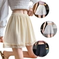 thumbnail image 2 of Womens Ice Silk Lace Edge Half Slips Shorts Elastic Waist Wide Leg Safety Pant Underpants Color Pettipants, 2 of 9