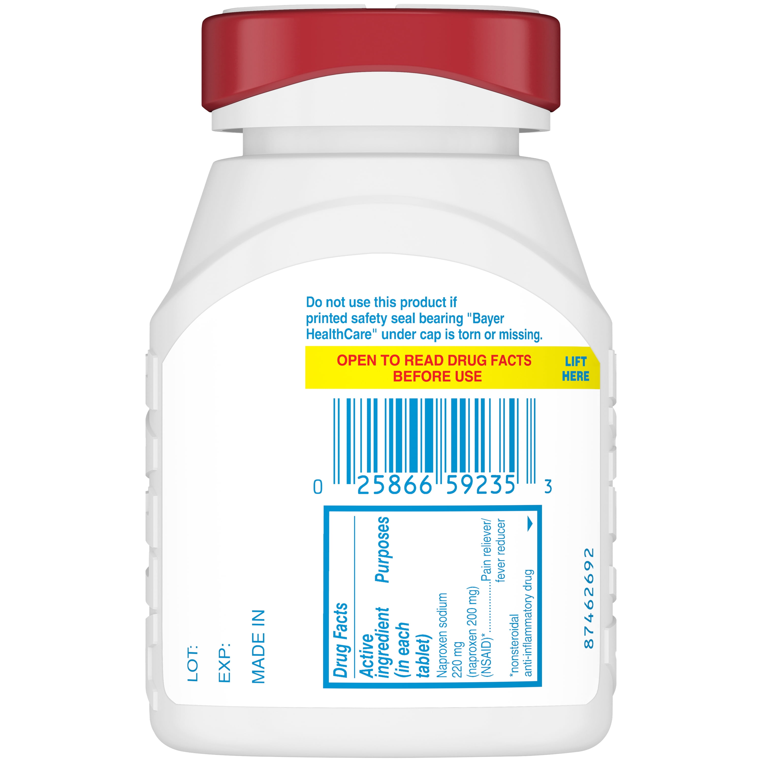 Aleve Pain Relief Tablets Easy Open Arthritis Cap, Naproxen Sodium, 200 Count