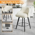 thumbnail image 5 of VINGLI 26" H Swivel Barstools Set of 2, PU Leather Upholstered Counter Stool with Back, Kitchen High Chairs Counter Height Bar stools with Cushion, Solid Wood Legs, Black, 5 of 14
