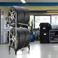 thumbnail image 5 of Tire Storage Rack for Garage - Double Layer Steel & PP Organizer, 22.51'' X 14.16'' X 45.11'', Black + Silver, 5 of 6