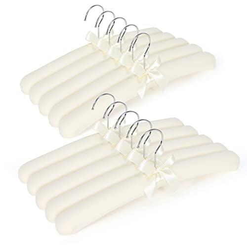 Padded Clothing Hangers - Premium Fabric Hangers for Coat,Sweater,Wedding Dress,Bride,Closet - Upgraded Heavy Duty Sweater Clothes Hanger - Pack of 10