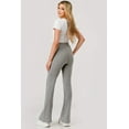 thumbnail image 3 of Waffle Textured Fleece Lined Drawstring Waist Flare Pants - Light Heather Gray, 3 of 9