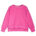 thumbnail image 3 of kamemir Girls Crewneck Sweatshirt Long Sleeve Pullover Tops Drop Shoulder Sweatshirts Side Split(Hot Pink,9-10 Years), 3 of 6