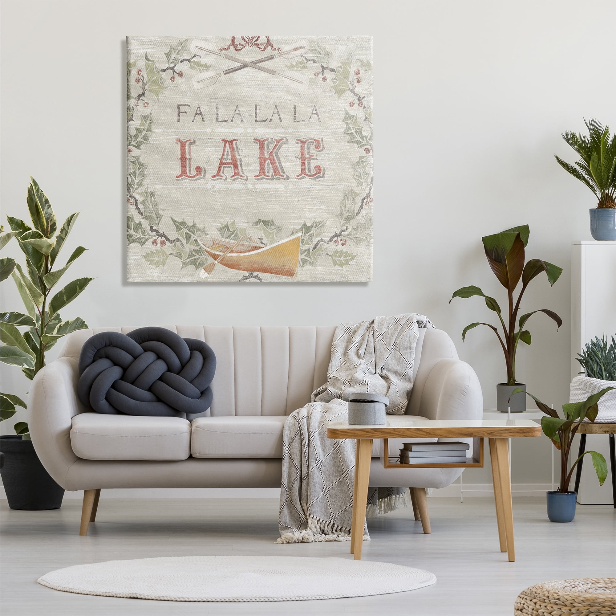 Stupell Industries Fa La La Lake Winter Holiday Rustic Wreath, 36 x 36, Design by June Erica Vess