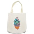 thumbnail image 1 of Alien Tote Bag, Upset Little Cartoon Character Sitting Inside a Space Vehicle Cosmic Funny Doodle, Cloth Linen Reusable Bag for Shopping Books Beach and More, 16.5" X 14", Cream, by Ambesonne, 1 of 2