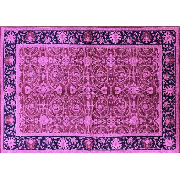 Ahgly Company Indoor Rectangle Oriental Purple Industrial Area Rugs, 2' x 4'