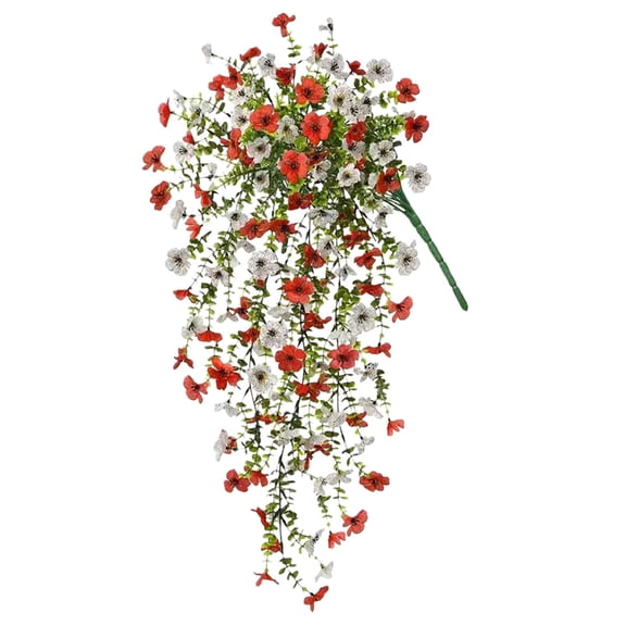 Artificial Hanging Fall Flowers,UV Resistant Flowers Plants for Outdoors,Faux Plastic Violet Look Real Trailing Vines for Outside Home Indoor Planter Porch Patio Festival Decoration