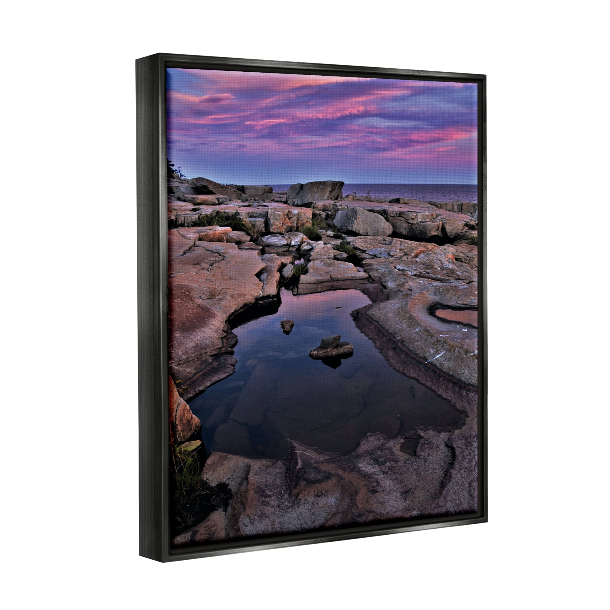 Stupell Industries Tide Pool Landscape Nature Photography Black Floater Framed Art Print Wall Art, 17 x 21