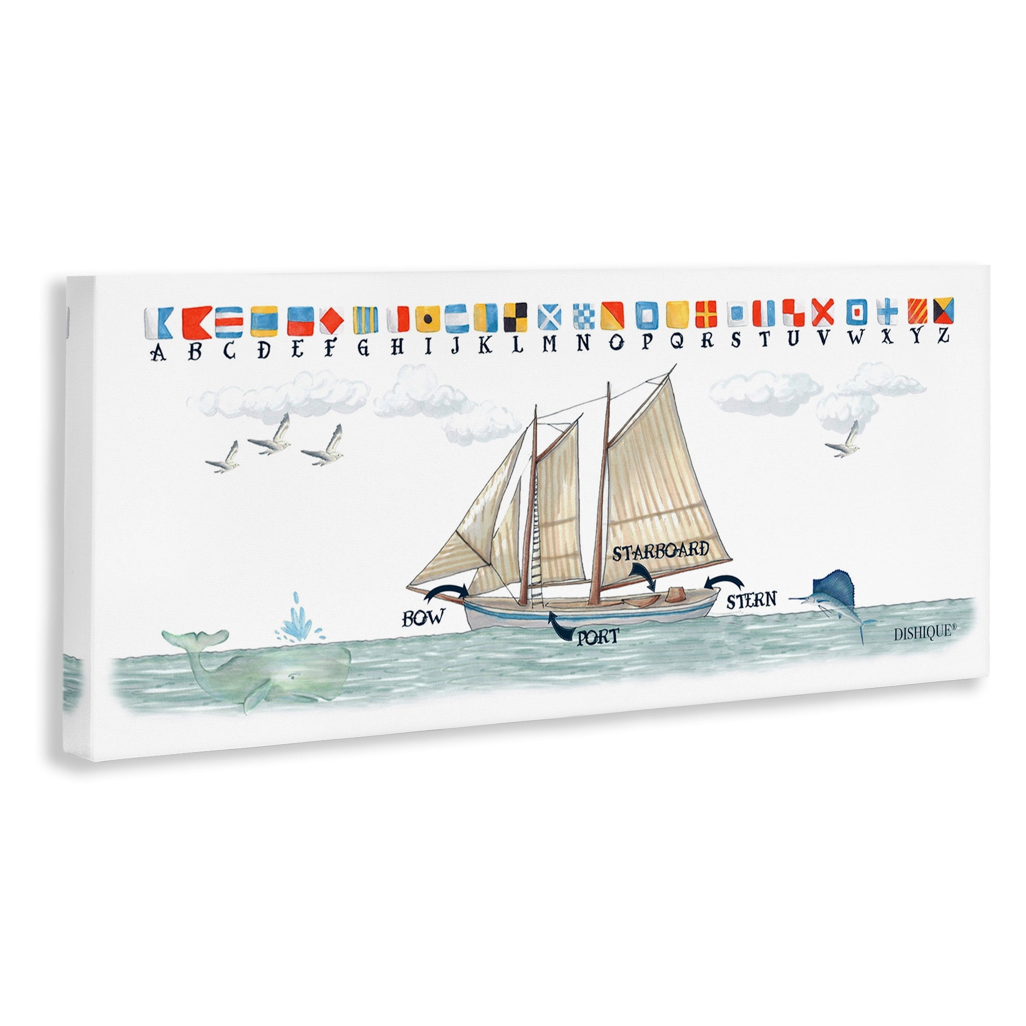 Stupell Industries Sailing Flags Educational Sailboat Structure Boating Diagram Graphic Art Gallery Wrapped Canvas Print Wall Art, Design by Dishique