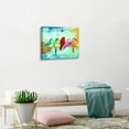 thumbnail image 3 of Bird Pictures Wall Decor Five Singing Birds Oil Painting Canvas Print Artwork Abstract Painting Walls Art for Home Bathroom Bedroom Kitchen Living Room Ready to Hang, Framed 12x16 inch Panel, 3 of 6