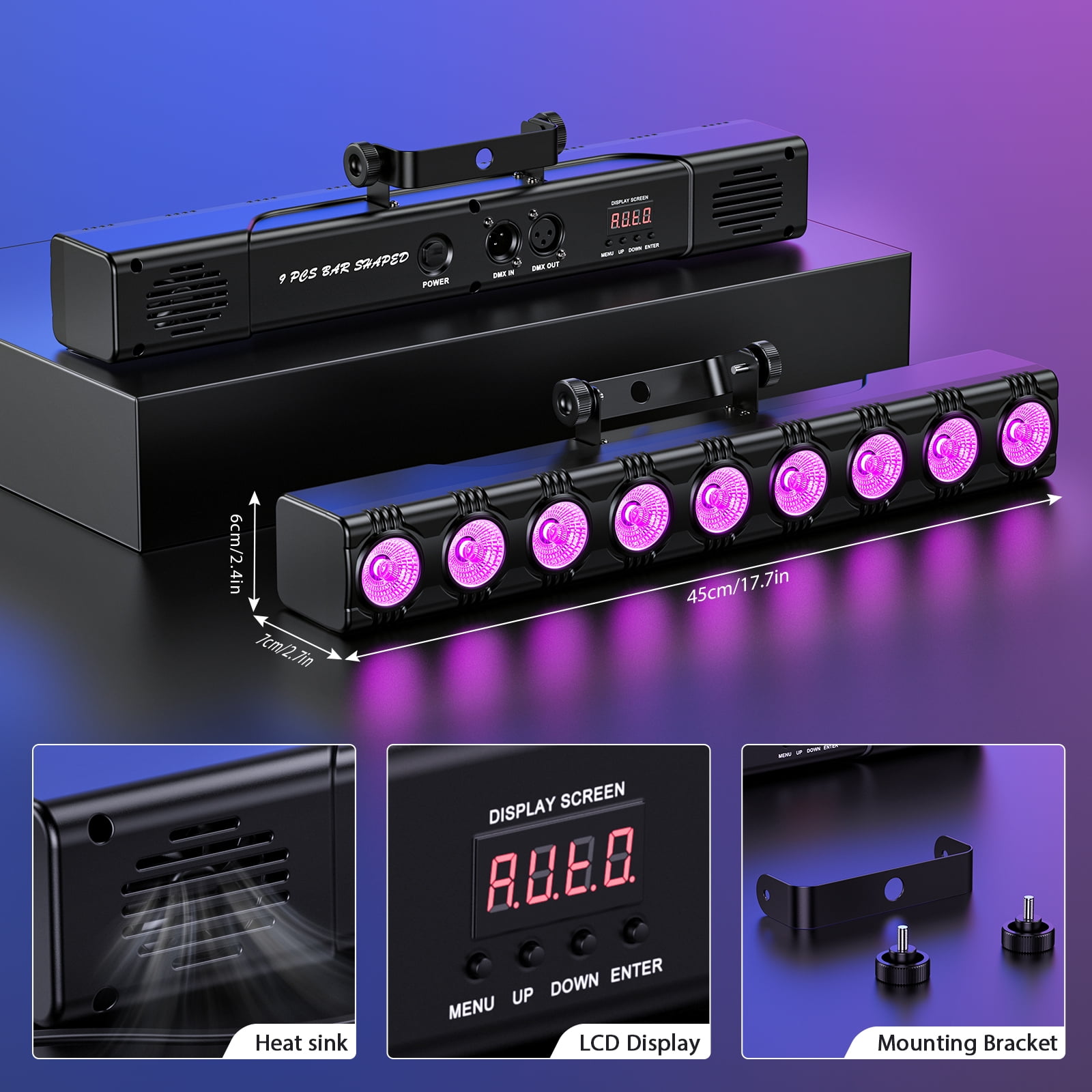 Wall Washer Lights 9 LED RGBW Dimmable Stage Lights DMX Control Dj Lights Stage Lighting - for Indoor Disco Party Church Birthday Bar Wedding,2pcs