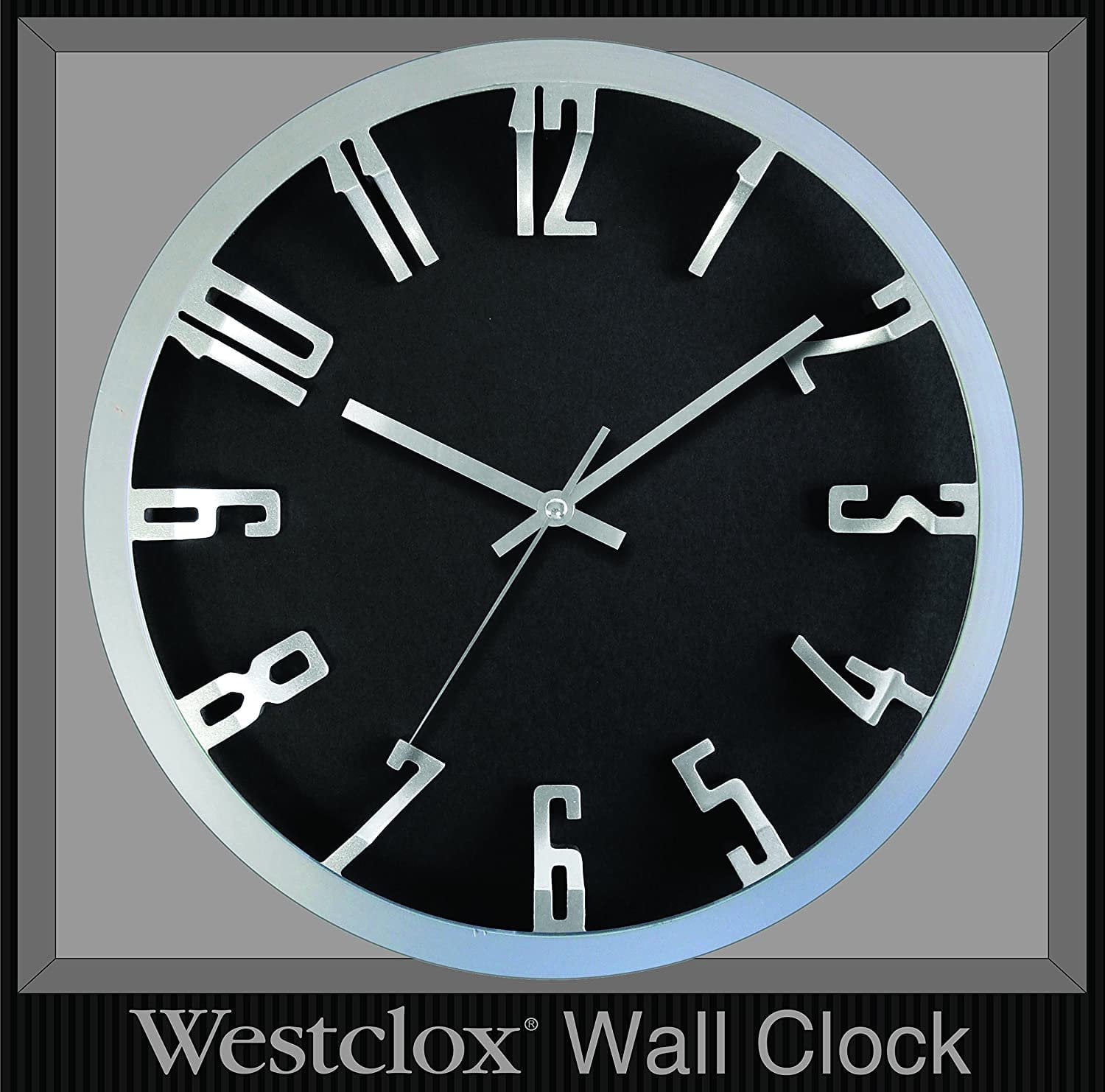 Westclox 12" Round 3D Analog Wall Clock - Metallic Silver - Modern Style — Residential Use, Standard Application