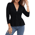 thumbnail image 5 of SOMER Cardigan Sweaters for Women Long Sleeve Cropped Cozy V Neck Button Down Lightweight Women Sweater Open Front Peplum,2025 Fall Trendy, 5 of 8