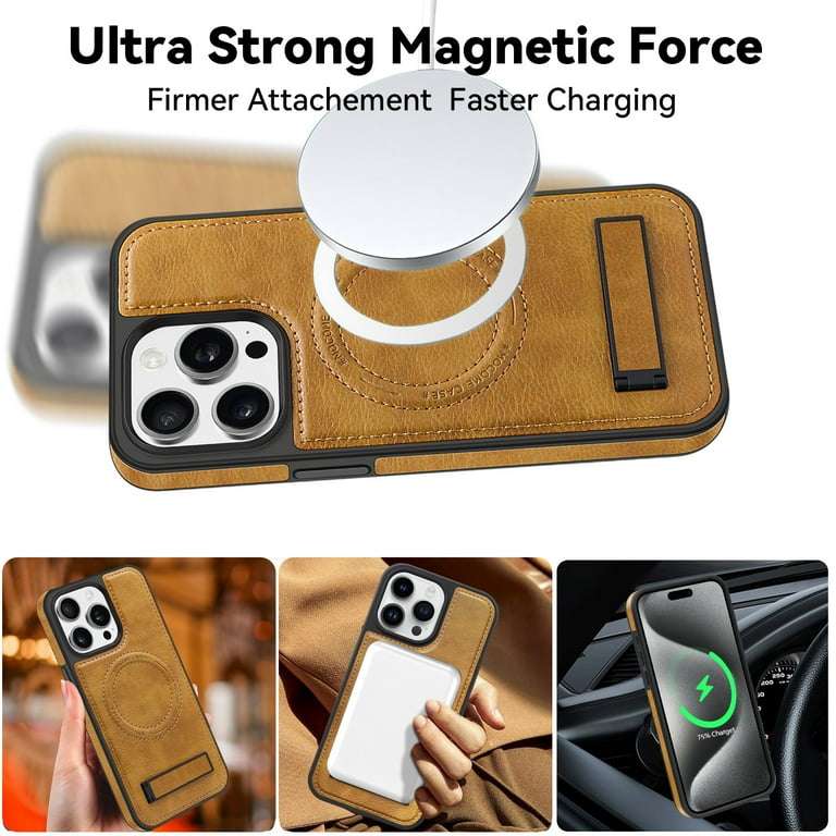 Magnetic for iPhone 16 Pro Max PU Leather Case, Compatible