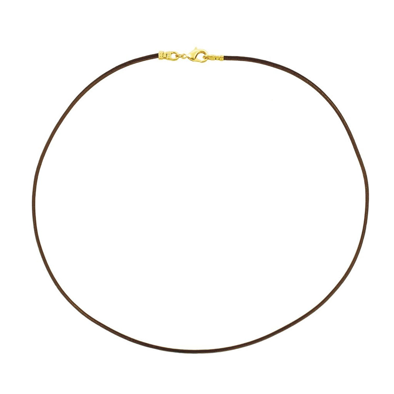 Gold Plated 1.8mm Fine Brown Leather Cord Necklace