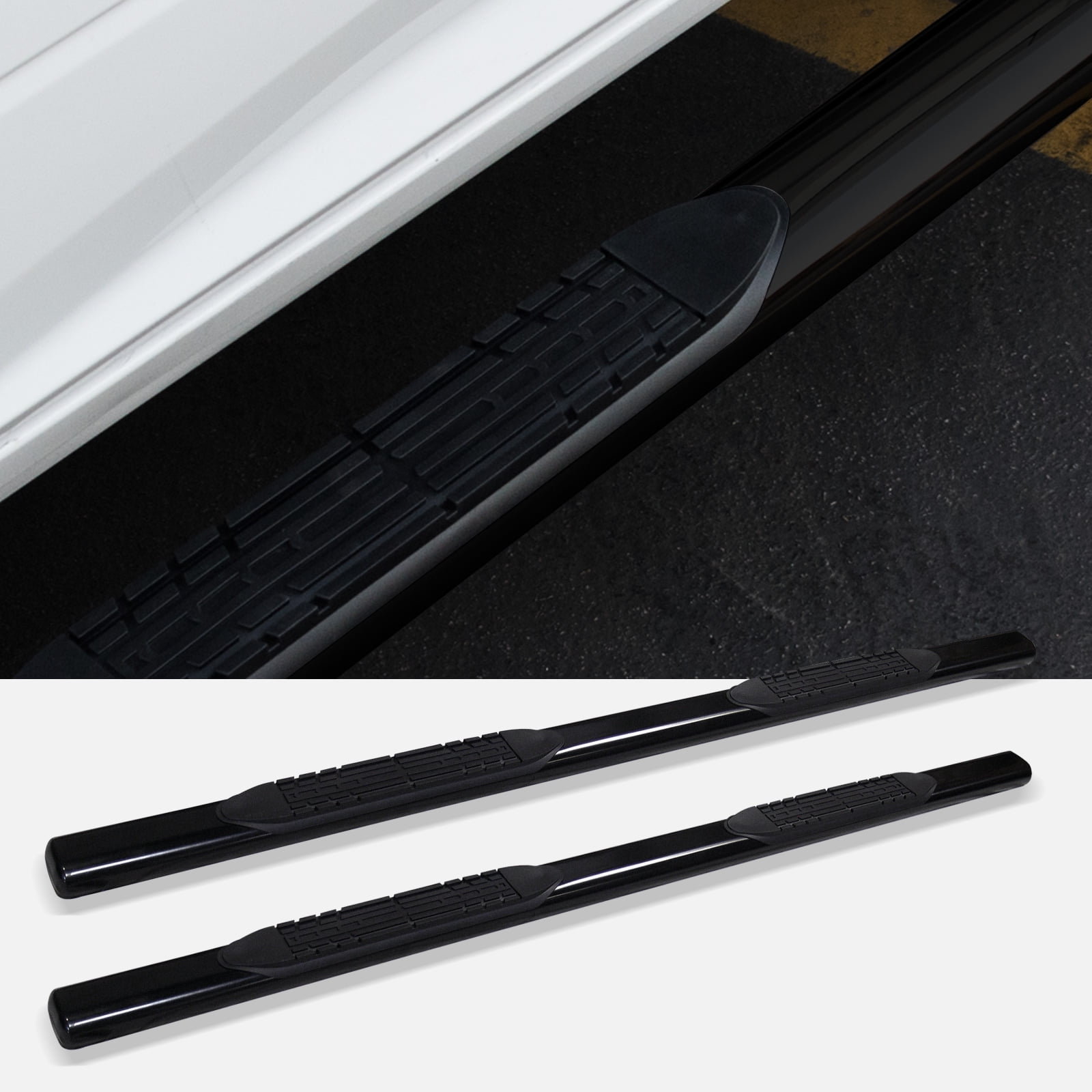 Stehlen 733469496724 4" Oval Side Step Nerf Bars - Black For 2007-2021