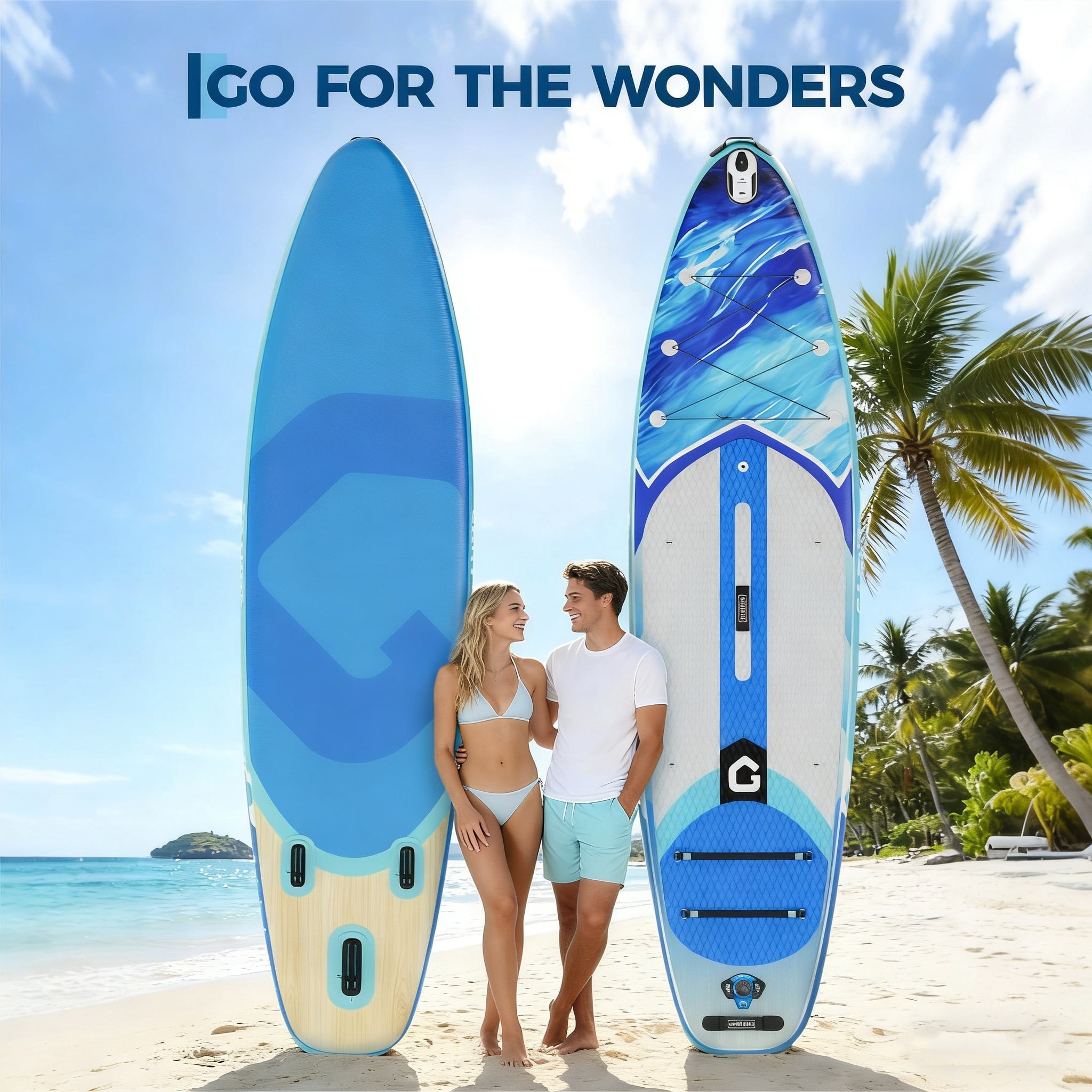 CazToi Inflatable Stand Up Paddle Board Set with SUP Accessories, Non-Slip Deck 10.6Ft PVC Blow Up Paddle Board for Youth & Adults